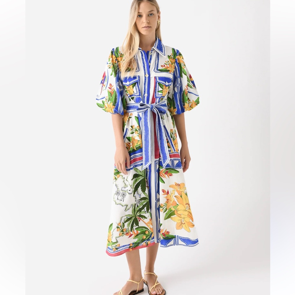 Adorable Farm Rio Tropical Destination Shirt Dress